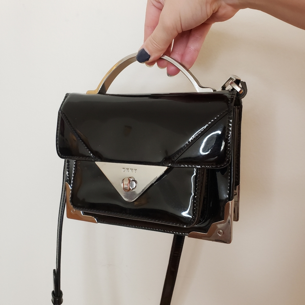 DKNY Mini Jaxone Top Handle Patent Leather Purse